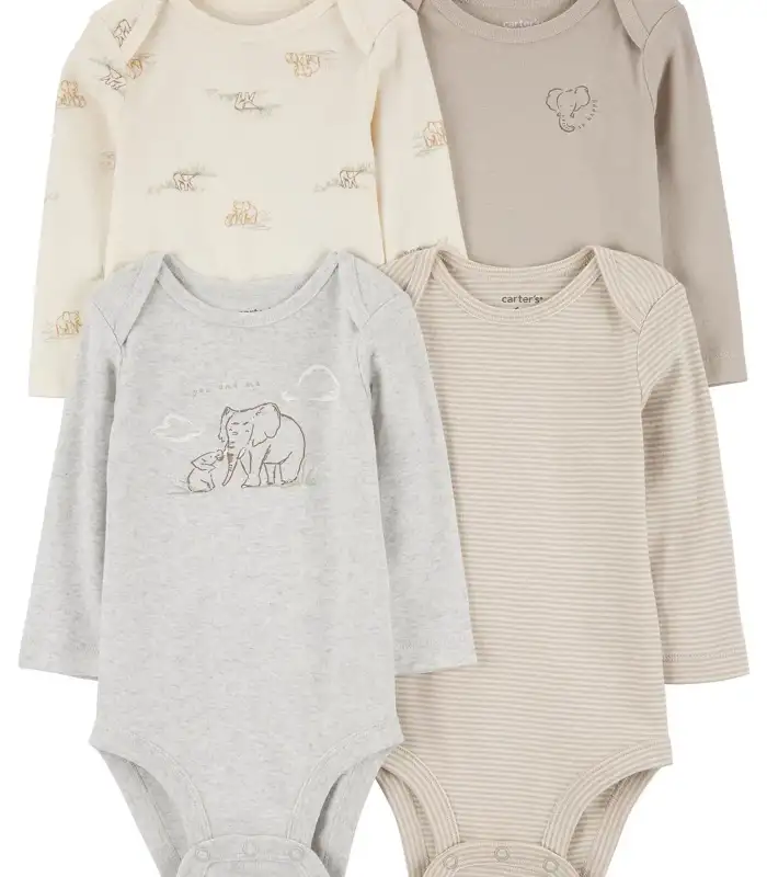 Bebek Uzun Kollu Body Set 4lü Paket  Renkli