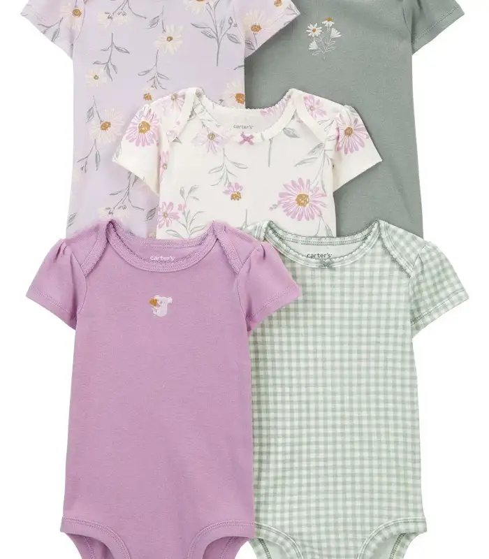 Kız Bebek Kısa Kollu Body 5li PaketRenkli