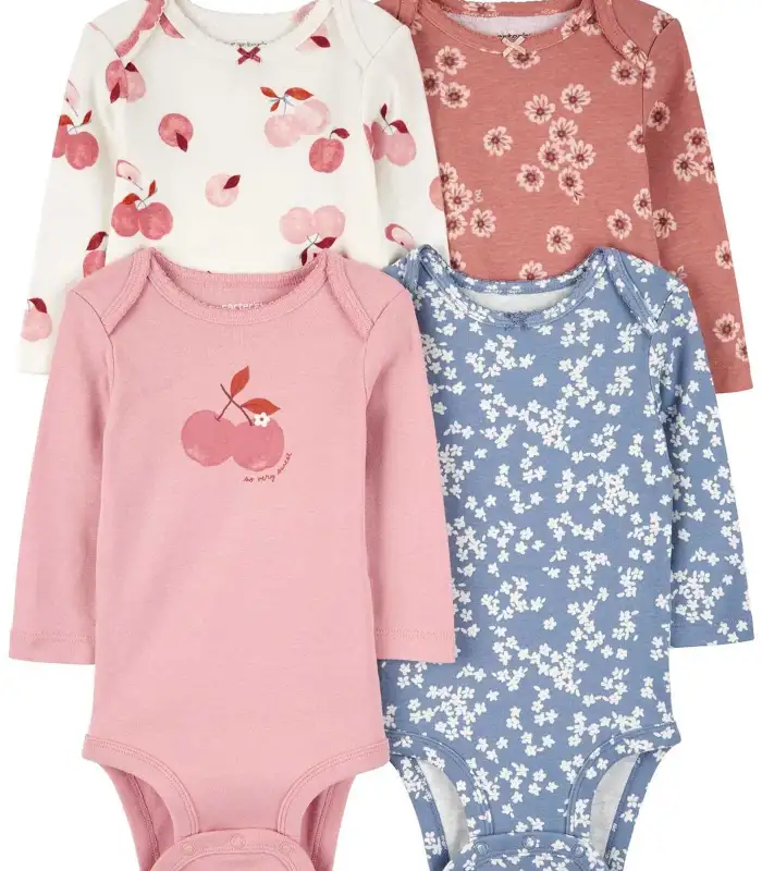 Kız Bebek Uzun Kollu Body Set 4lü Paket Renkli