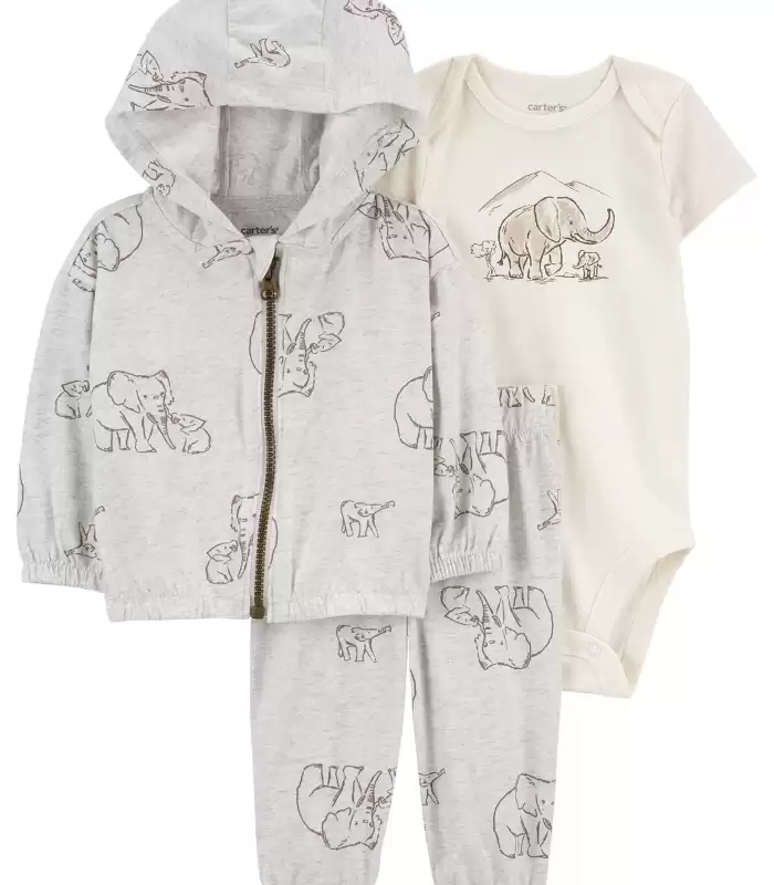 Layette Bebek 3lü Hırkalı Set Gri