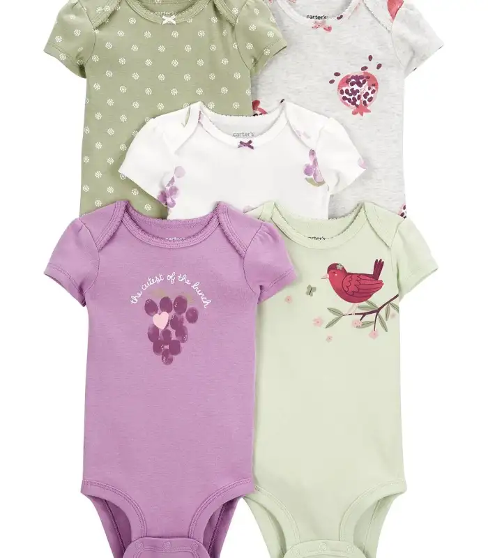 Layette Kız Bebek 5Li Kısa Kol Body  Karışık Renkli
