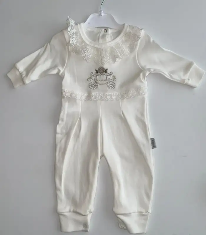 Çiçekli Araba Nakışlı Dantelli Tulum