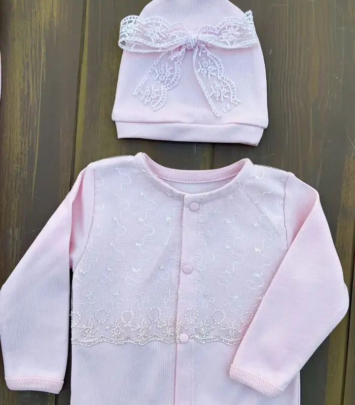 Dantel İşlemeli 10 Parça Yeni Doğan Hastane Seti %100 Pamuk