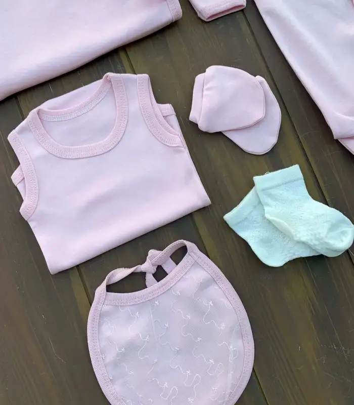 Dantel İşlemeli 10 Parça Yeni Doğan Hastane Seti %100 Pamuk