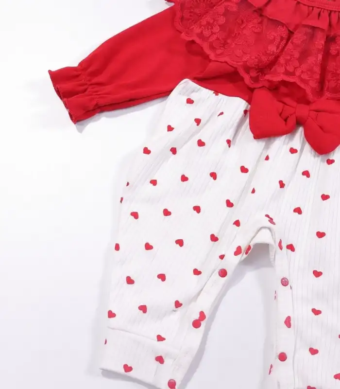 Dantel Yaka Kız Bebek Tulumu % 100 Pamuk