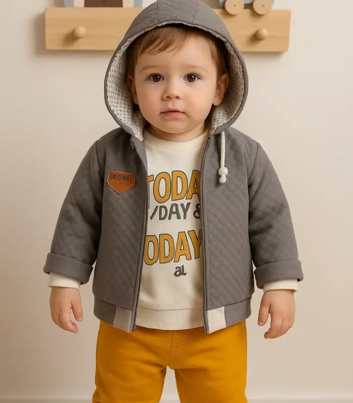 Erkek Bebek Today Baskılı Yağmurluk 3Lü Takım