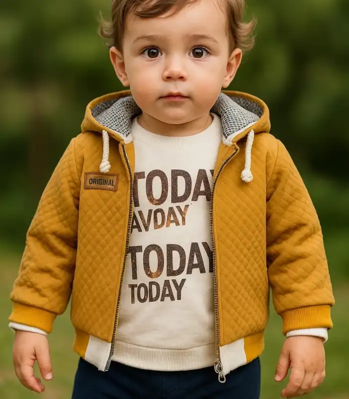 Erkek Bebek Today Baskılı Yağmurluk 3Lü Takım