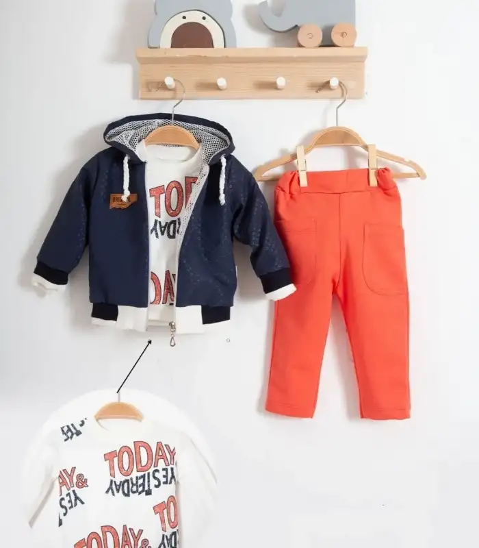 Erkek Bebek Today Baskılı Yağmurluk 3Lü Takım