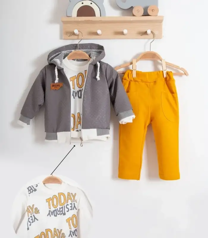 Erkek Bebek Today Baskılı Yağmurluk 3Lü Takım