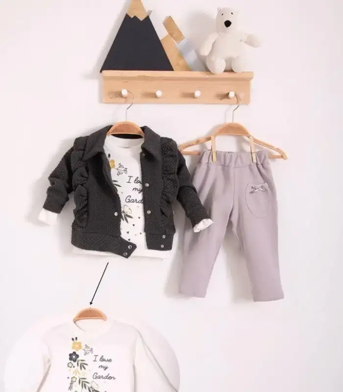 Fırfır Detaylı 3 Lü kız Bebek Takım