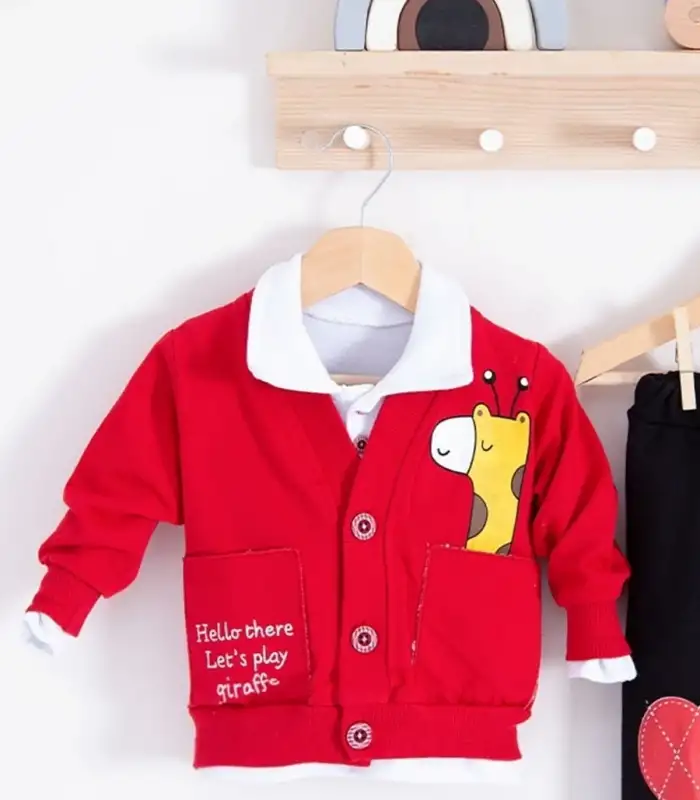 Graffe Zürafa Desenli 3lü Erkek Bebek Takımı