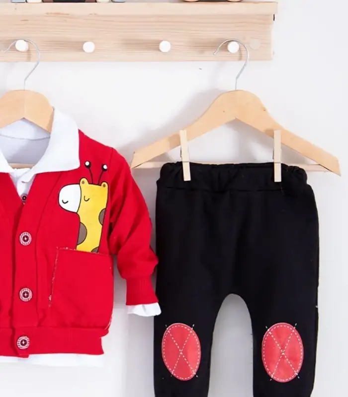 Graffe Zürafa Desenli 3lü Erkek Bebek Takımı