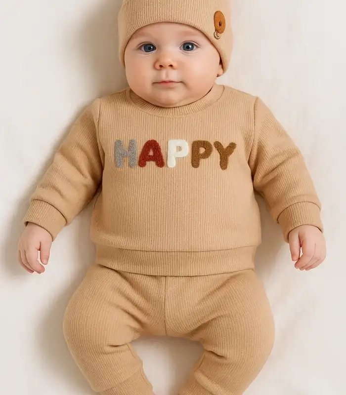 Happy Nakışlı 2li Pamuklu Erkek Bebek Takım