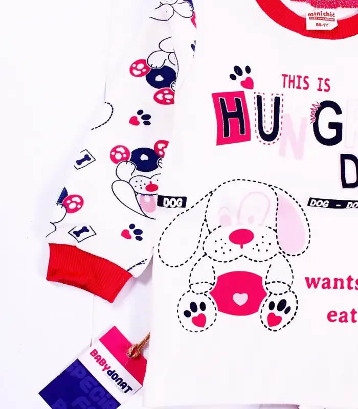 Hungry Desenli Kız Çocuk Pijama Takımı