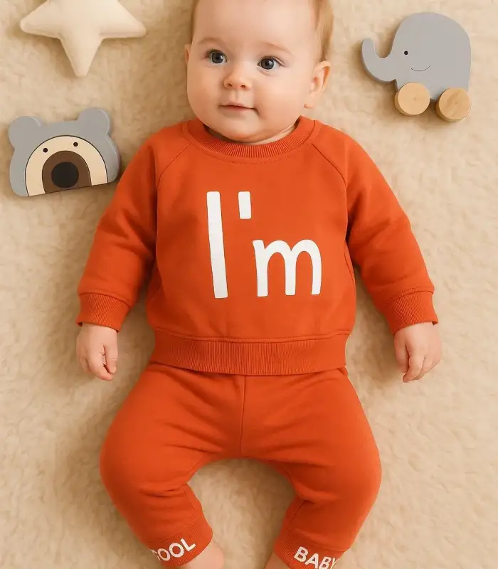 Im Cool Desenli Pamuklu 2li Kız Bebek Takımı