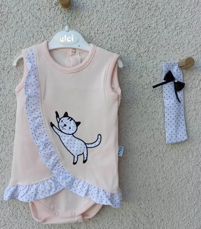 Kedili Fırfırlı Bandanalı Badi