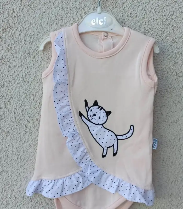 Kedili Fırfırlı Bandanalı Badi