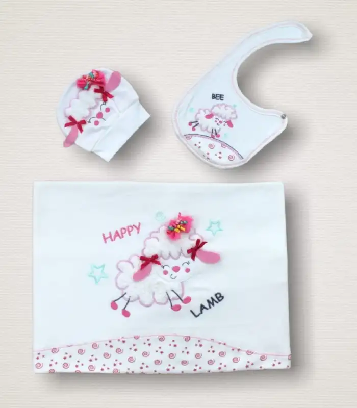 Kıvırcık Kuzu Nakışlı  10lu Zıbın Takımı Hastane Çıkışı Ekru