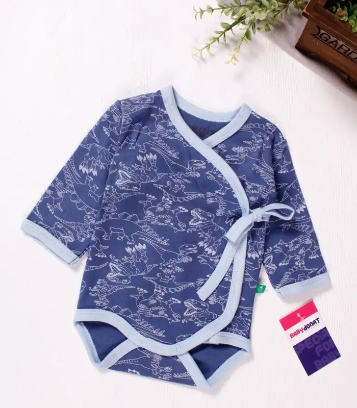 Kruvaze Bağlamalı Dinazor Desenli 2li Erkek Takım