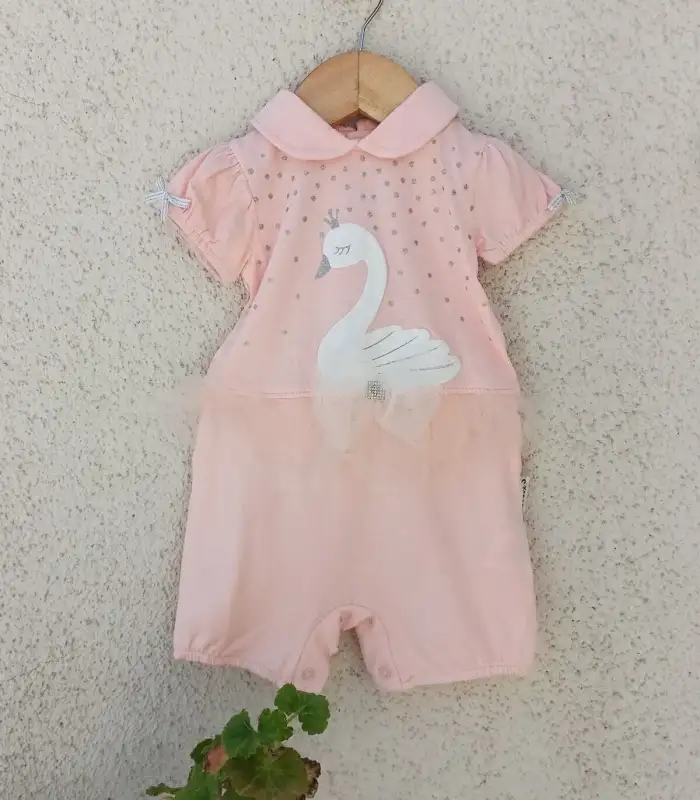 Kuğu Desenli Kız Tulum 3-6-9 Ay