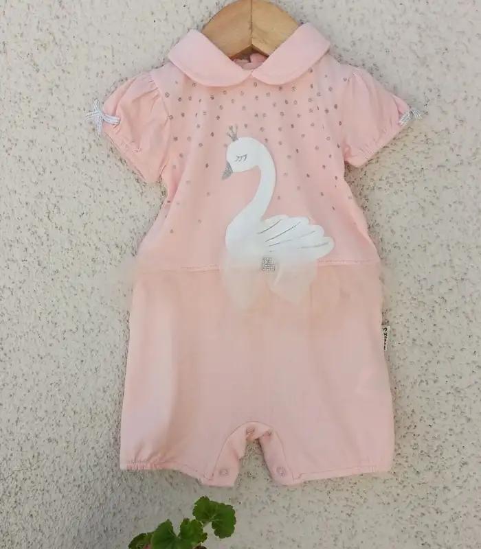 Kuğu Desenli Kız Tulum 3-6-9 Ay