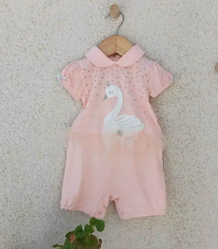 Kuğu Desenli Kız Tulum 3-6-9 Ay