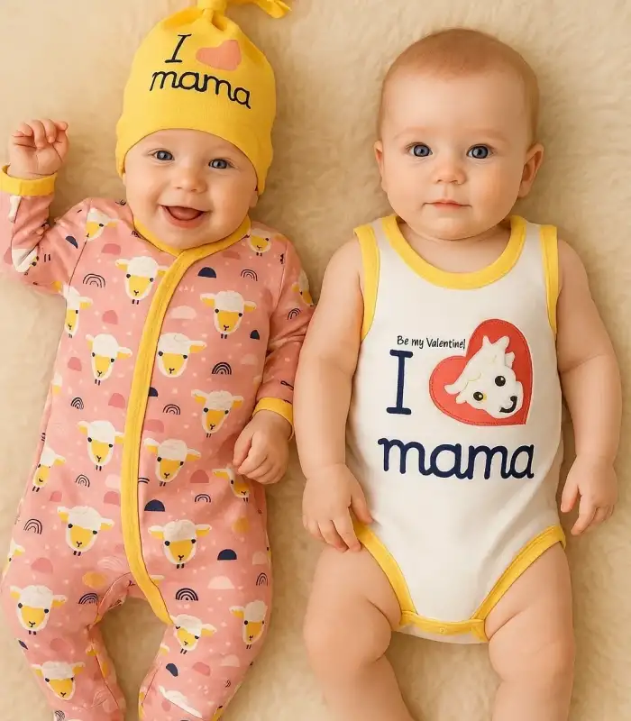 Kuzu Figürlü Şapkalı 3lü Bebek Takımı