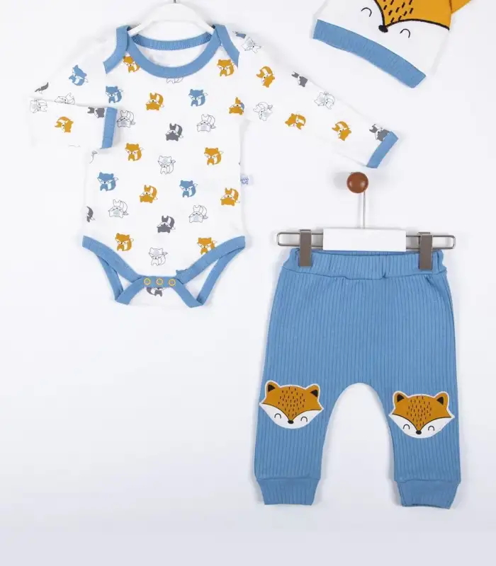 Little Fox Desenli 3lü % 100 Pamuklu Erkek Takım