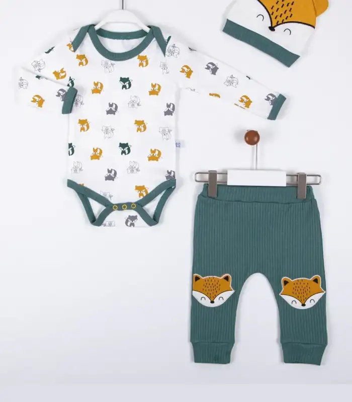 Little Fox Desenli 3lü % 100 Pamuklu Erkek Takım