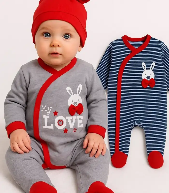 Love Desenli Erkek Bebek 4lü Tulum Seti