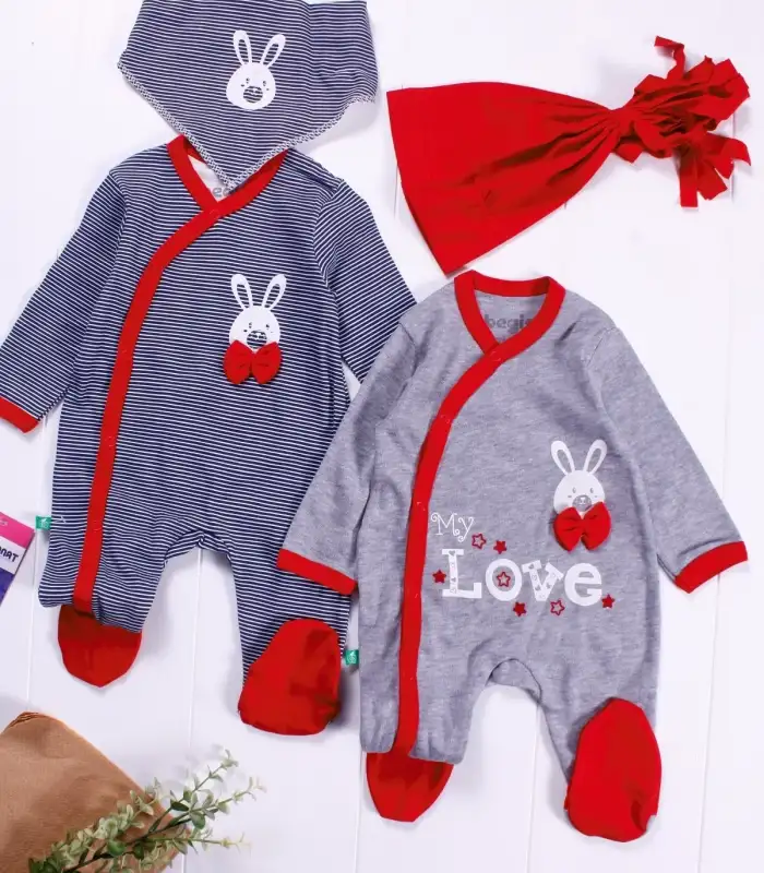 Love Desenli Erkek Bebek 4lü Tulum Seti