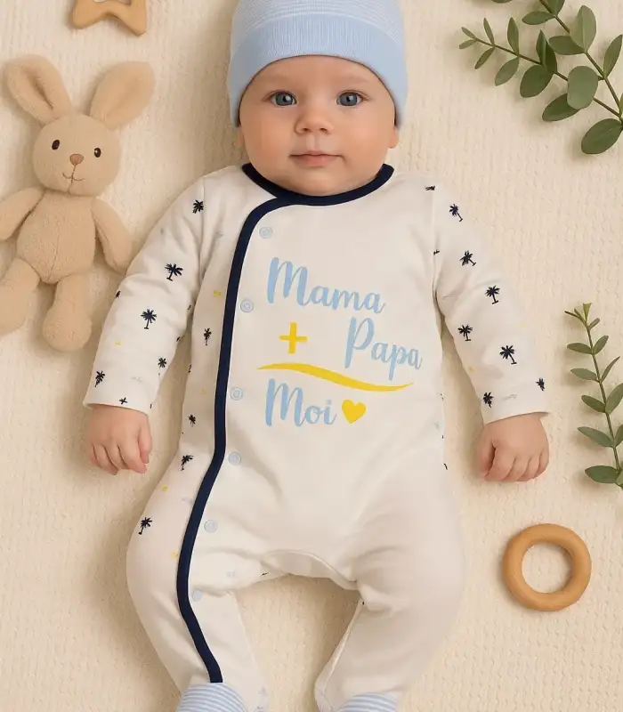 Marin Desenli Şapkalı Erkek Bebek Tulumu