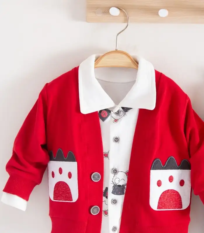 Mause Gömlek Yakalı 3lü Erkek Bebek Takımı