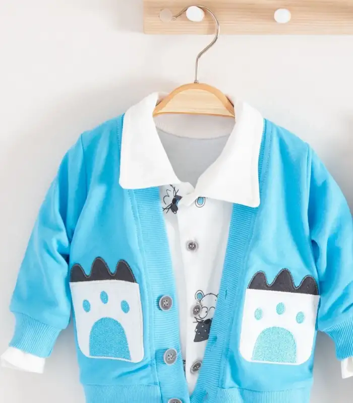 Mause Gömlek Yakalı 3lü Erkek Bebek Takımı