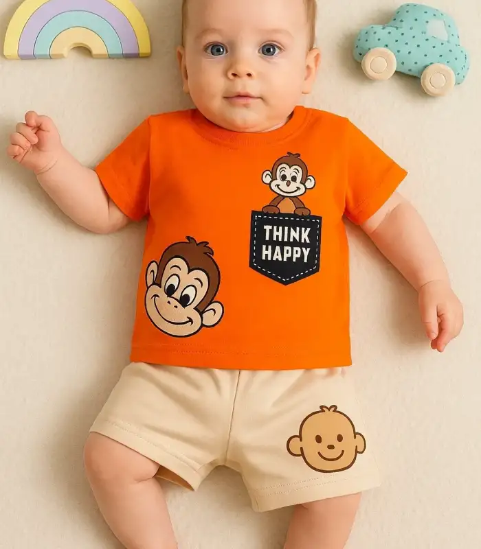 Maymun Desenli 2li Erkek Bebek Takım