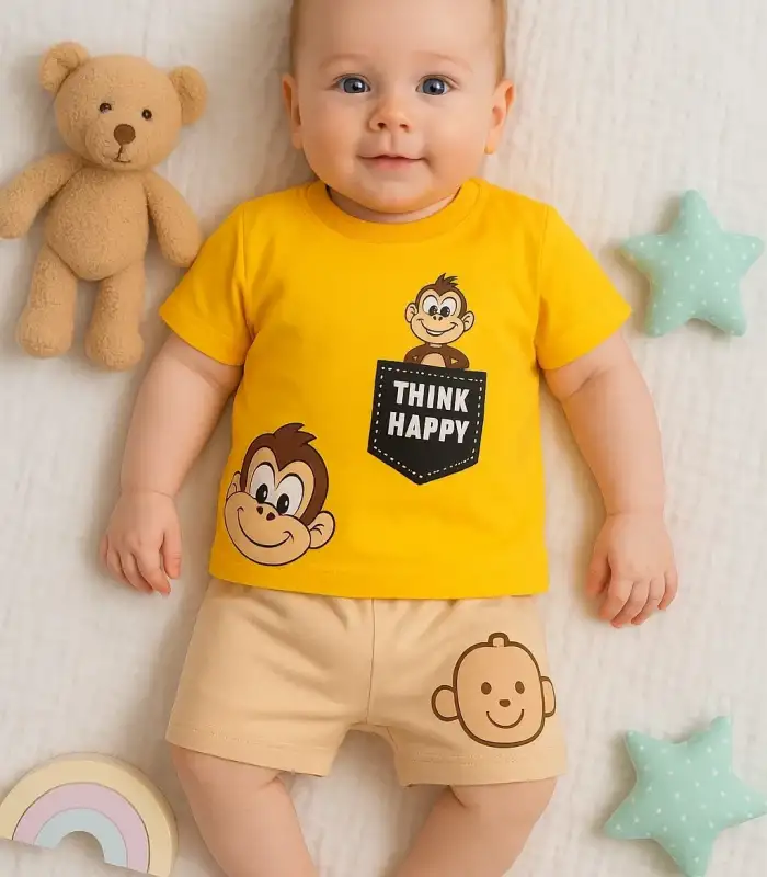 Maymun Desenli 2li Erkek Bebek Takım