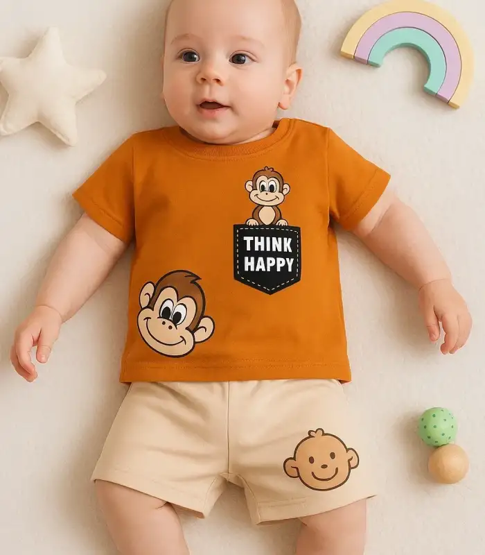 Maymun Desenli 2li Erkek Bebek Takım
