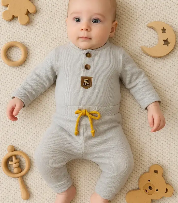 New Waffle Çıtlı Düğmeli 2li Mevsimlik Takım