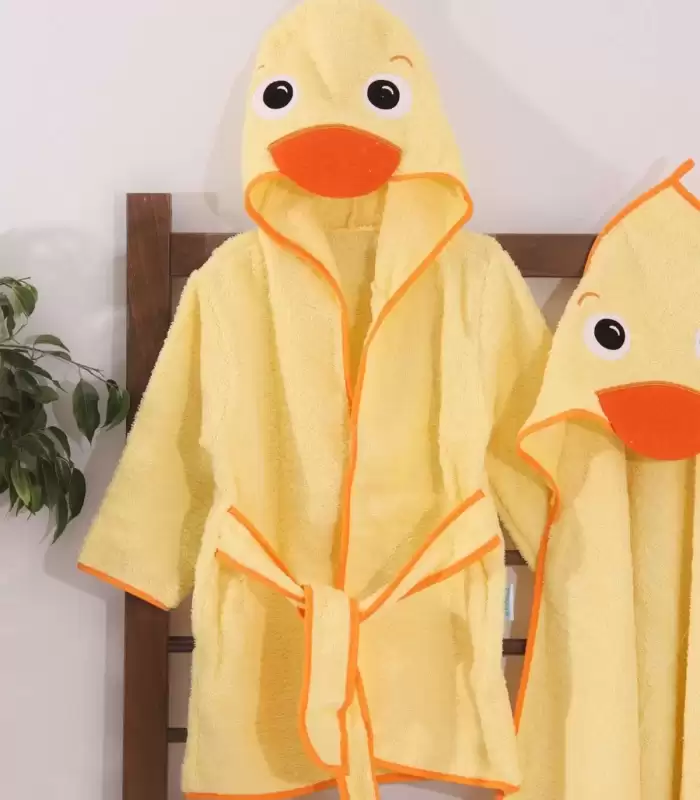 Ördek Figürlü 4 Parça Unisex Bornoz Seti