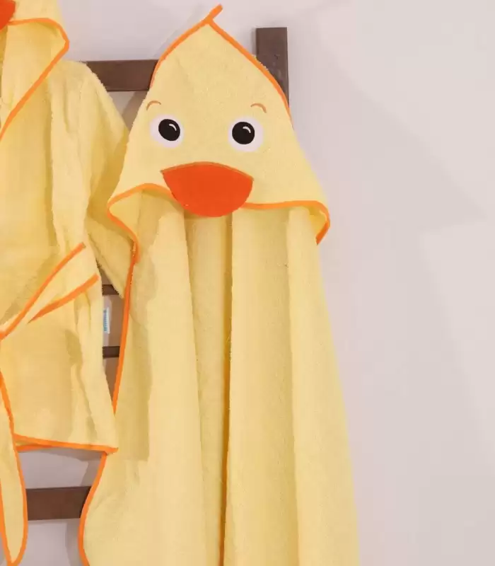 Ördek Figürlü 4 Parça Unisex Bornoz Seti