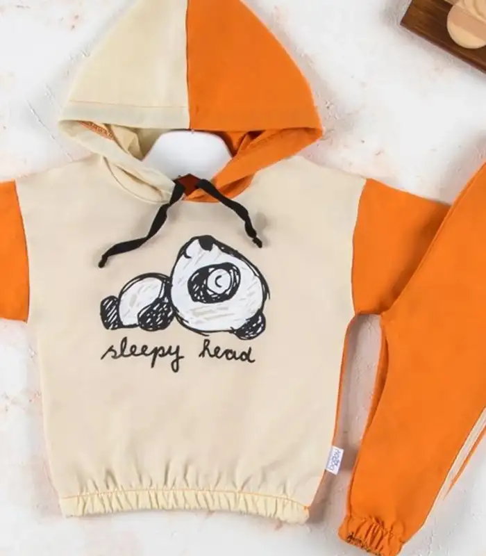 Panda Desenli Kapişonlu Erkek Bebek Takımı