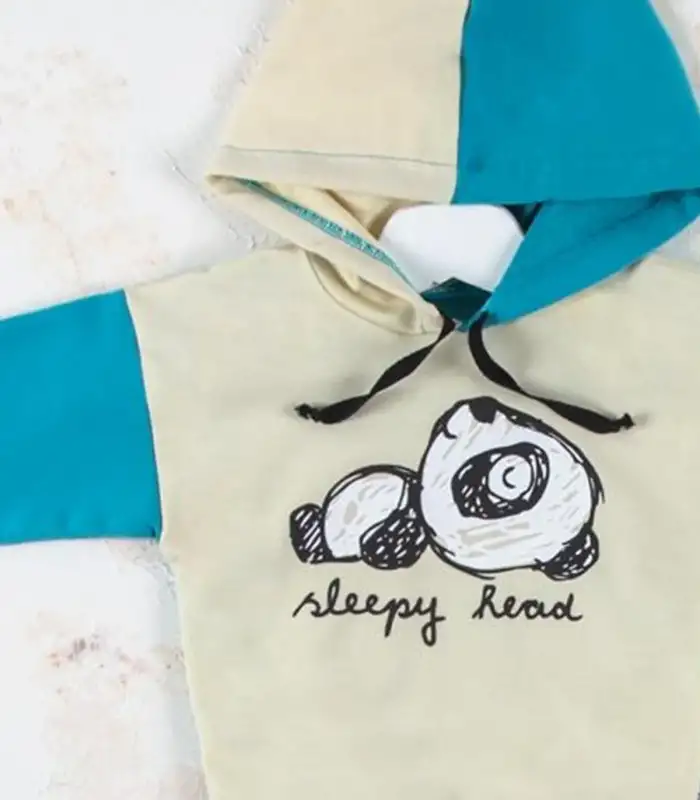 Panda Desenli Kapişonlu Erkek Bebek Takımı