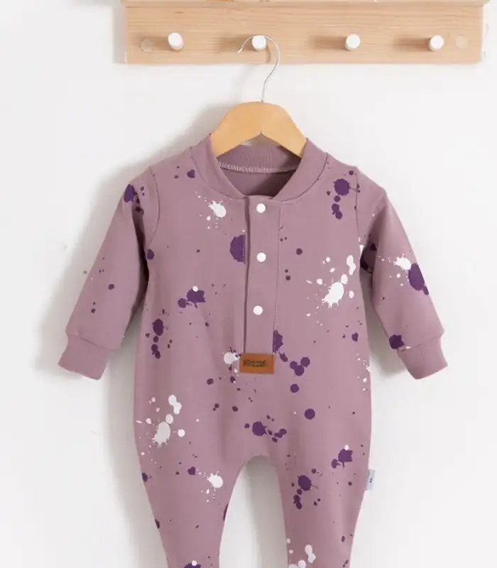 Puantiye Desenli Pamuklu Kız Bebek Tulum