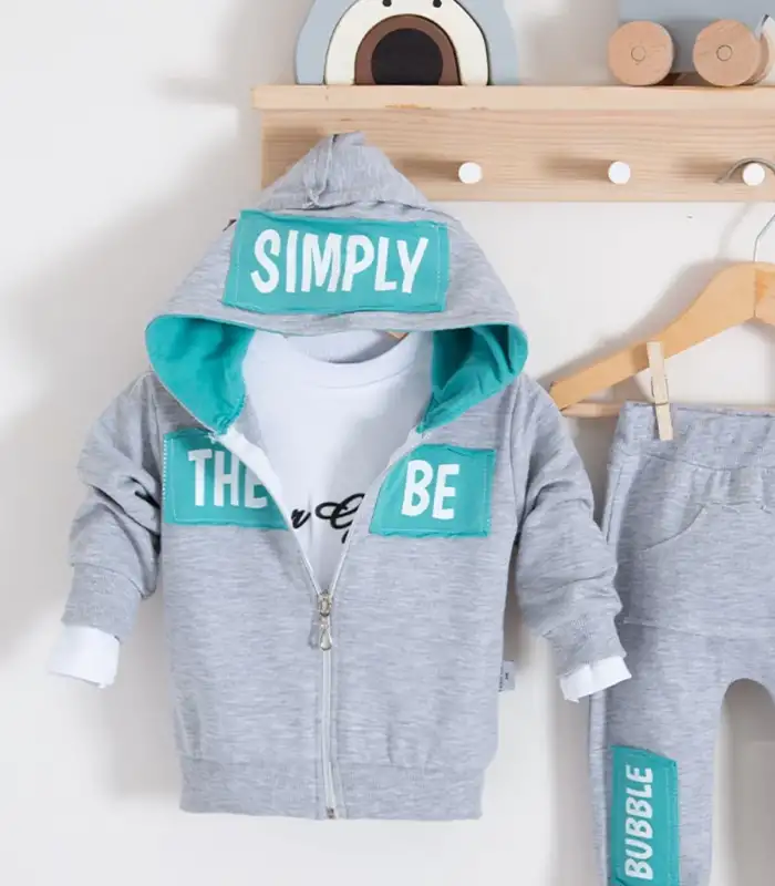 Simply Desenli Kapişonlu 3lü Erkek Bebek Takımı