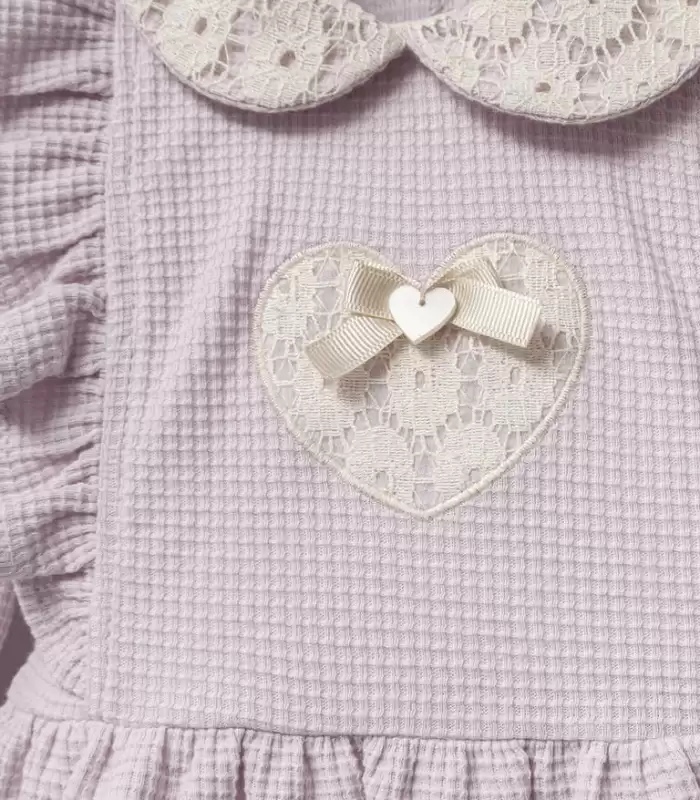 Baby Lace Heart Bebek Zıbın Takım  Lila