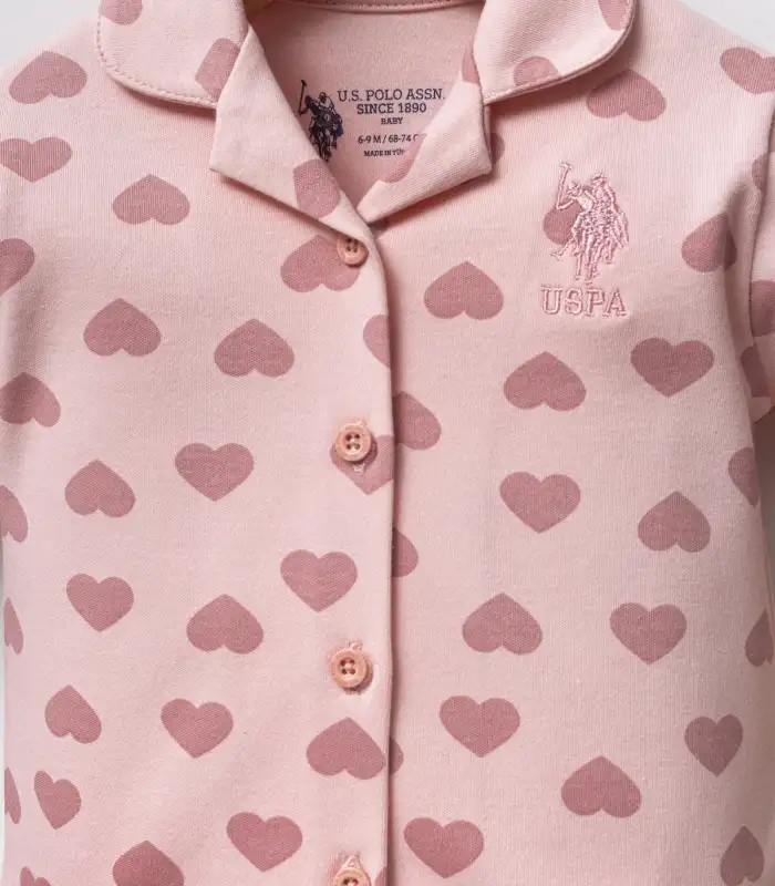 U.S. Polo Assn Gömlek Pijama Takımı USB2711 Açık Pembe