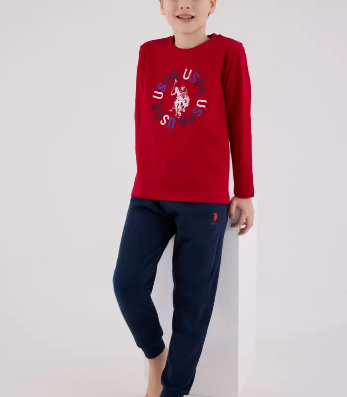 U.S. Polo Assn Uzun Kol Pijama Takım US2214-4 Kırmızı