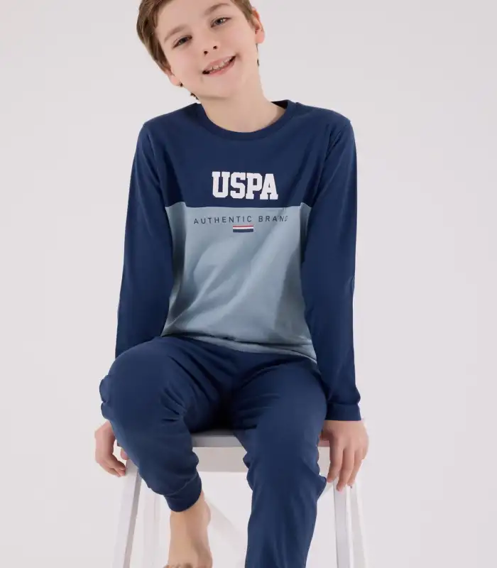 U.S. Polo Assn Uzun Kol Pijama Takım US2220-4 Koyu İndigo