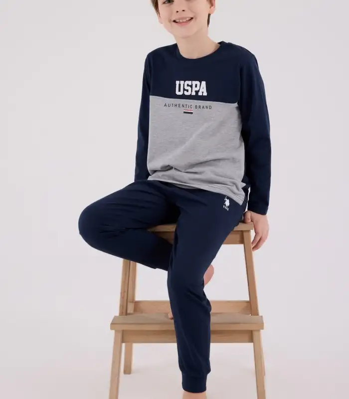 U.S. Polo Assn Uzun Kol Pijama Takım US2220-4 Lacivert