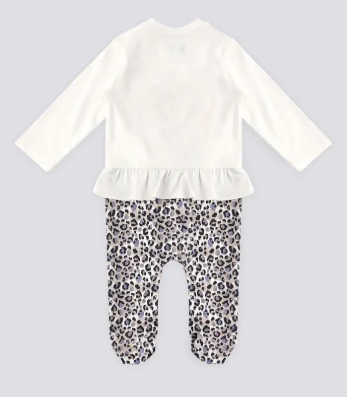 Kız Bebek Patikli Tulum  Krem